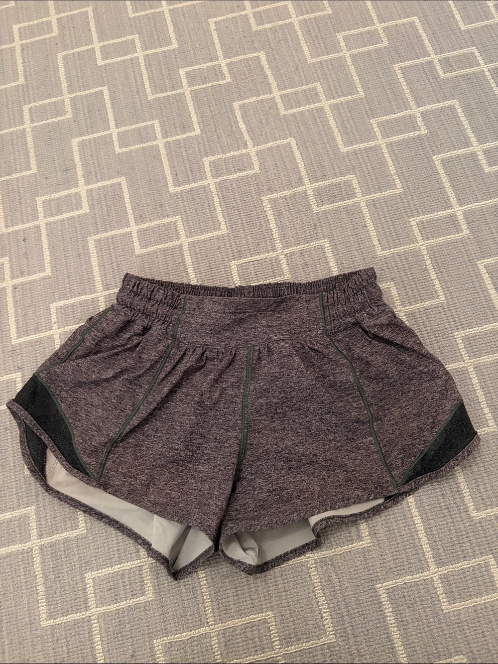 lululemon athletica heather plum shorts with black panels